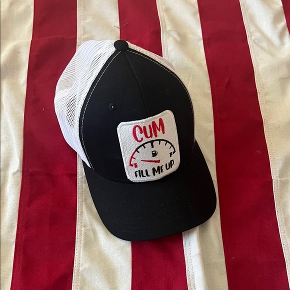 Other - Black and White Trucker Hat with Graphic Patch